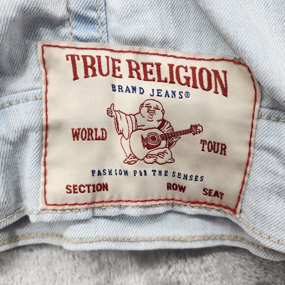 True Religion Jacket Men Denim Jacket M Blue Light Wash Jimmy Trucker Streetwear - Picture 6 of 13